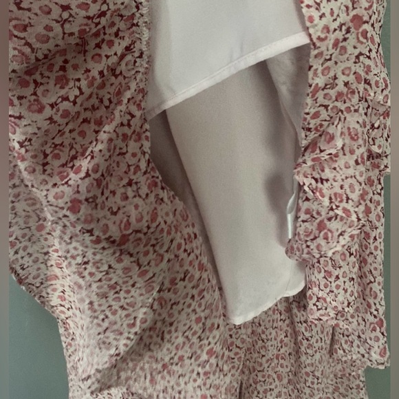 Stunning LOVESHACKFANCY SILK Maeve Dress Floral Chiffon Midi Dress in Rouge Pink - Picture 12 of 13